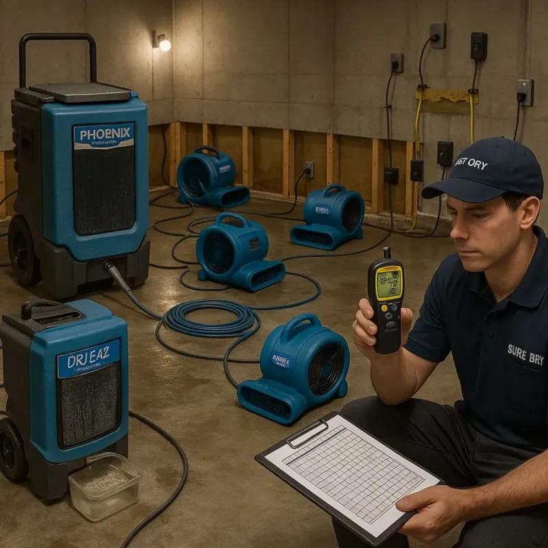 Structural Drying and Dehumidification process in Walthourville, GA